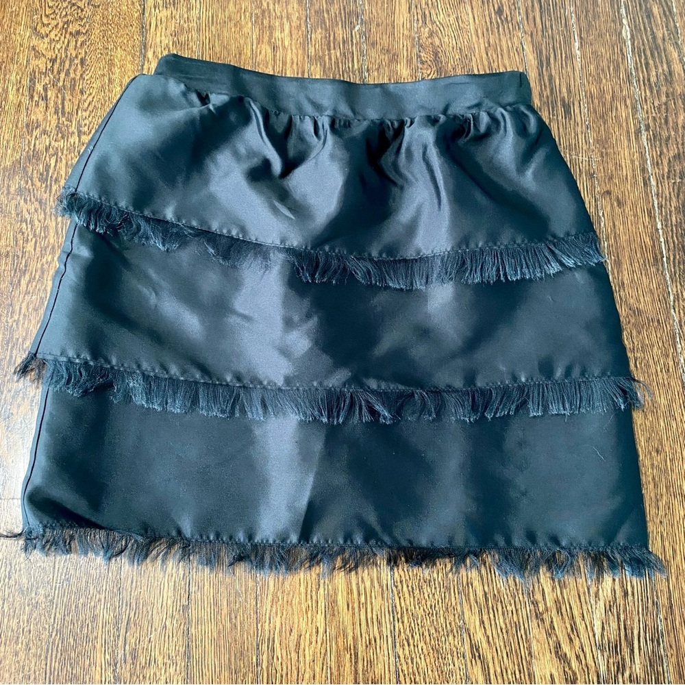 Kate Spade Black tiered Fringe Skirt size 8